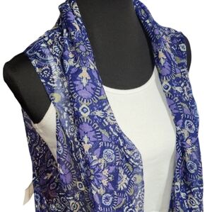 Just be...blue abstract sleeveless semi-sheer cardigan Size OS